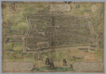 214775 Plattegrond van de stad Utrecht met directe omgeving; met weergave van het stratenplan, wegen, watergangen, de ...